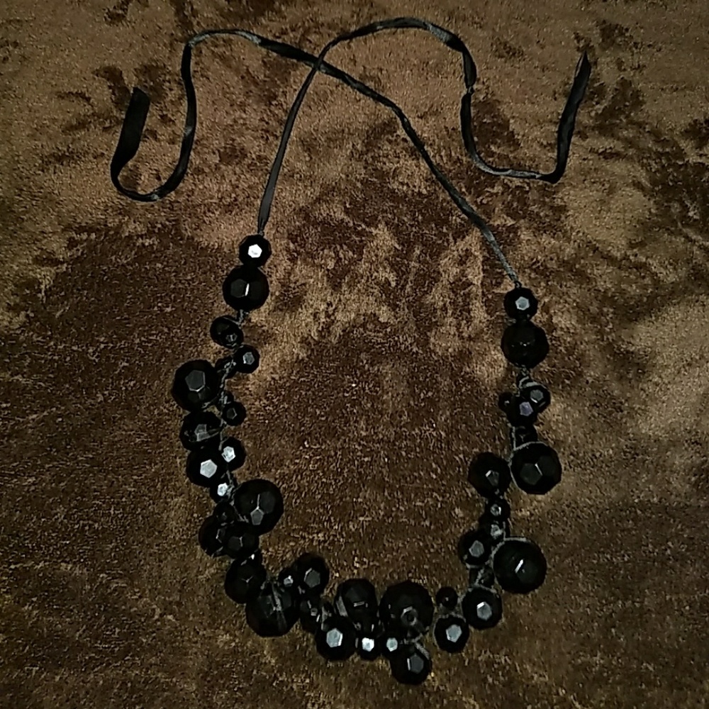 Black, tie up necklace